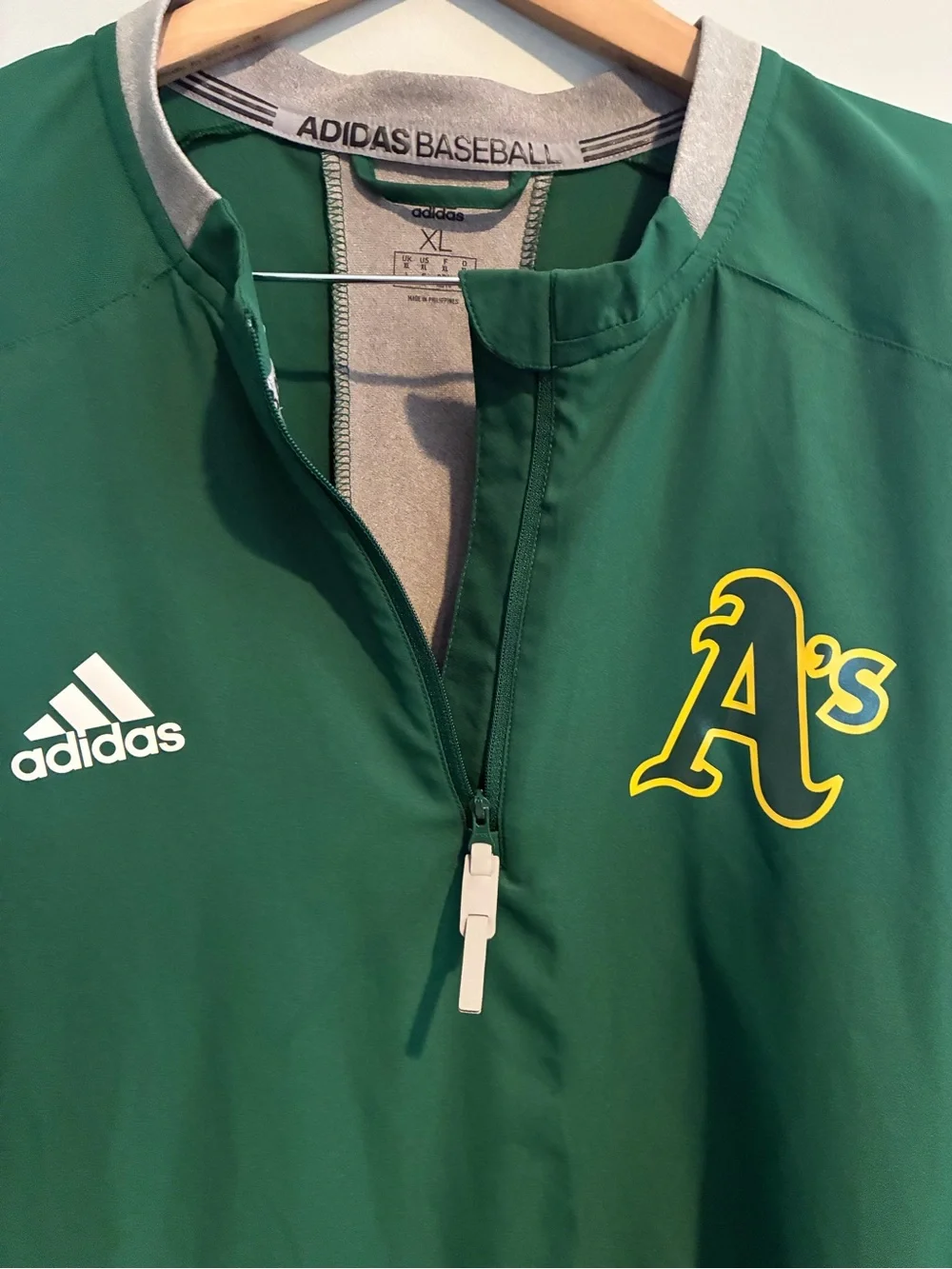 adidas Green and Yellow Oakland A's Quarter-Zip Pullover